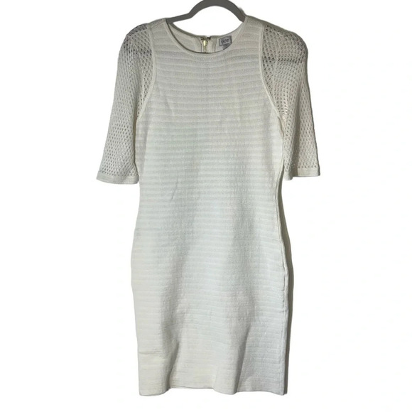 Cache Ivory Knit Crochet Sleeve Dress Size Medium - Picture 2 of 8